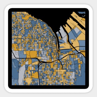 Tacoma Map Pattern in Blue & Gold Sticker